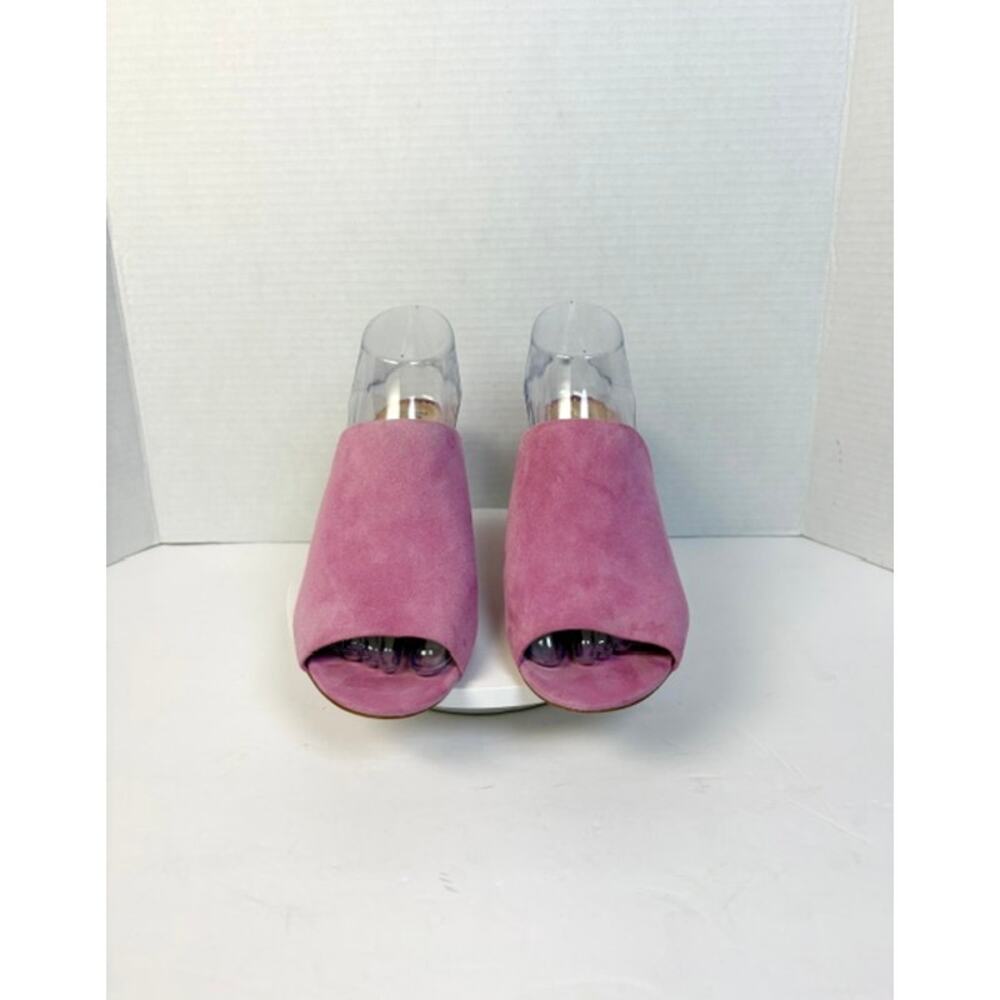 Sam Edelman Pink Suede Rheta Mules Peep Toe Block Heel Barbiecore Sandals 8.5 - Picture 4 of 10